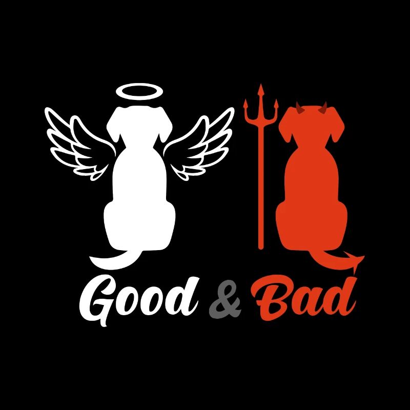 Chiens avec du bon et du mauvais
