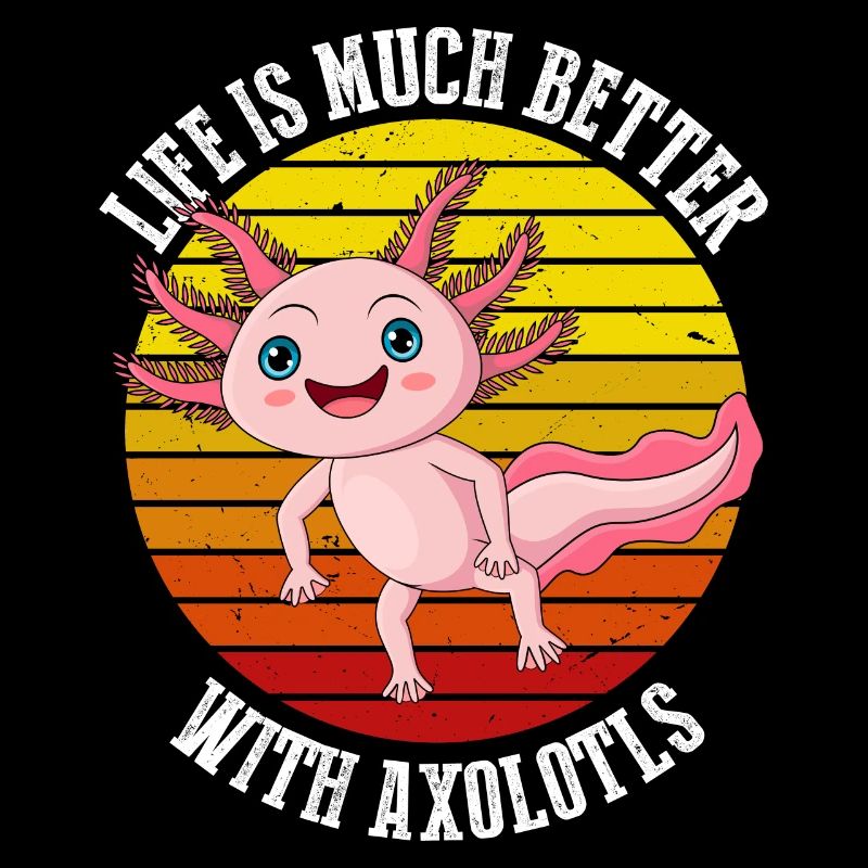 Das Leben Ist Mit Axolotls Im Retro Viel Besser