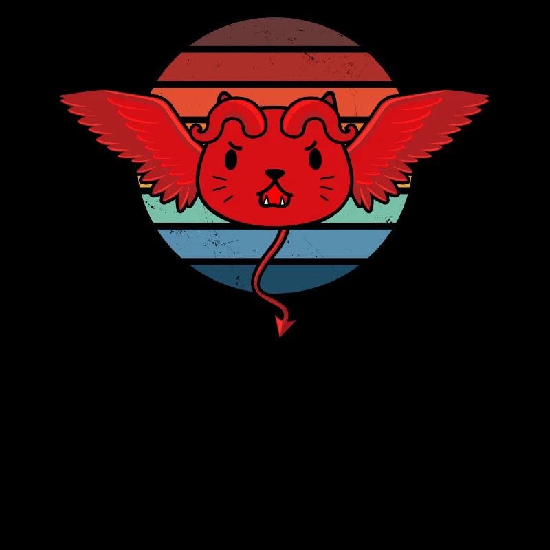 Cute Devil Cat Retro T-Shirt