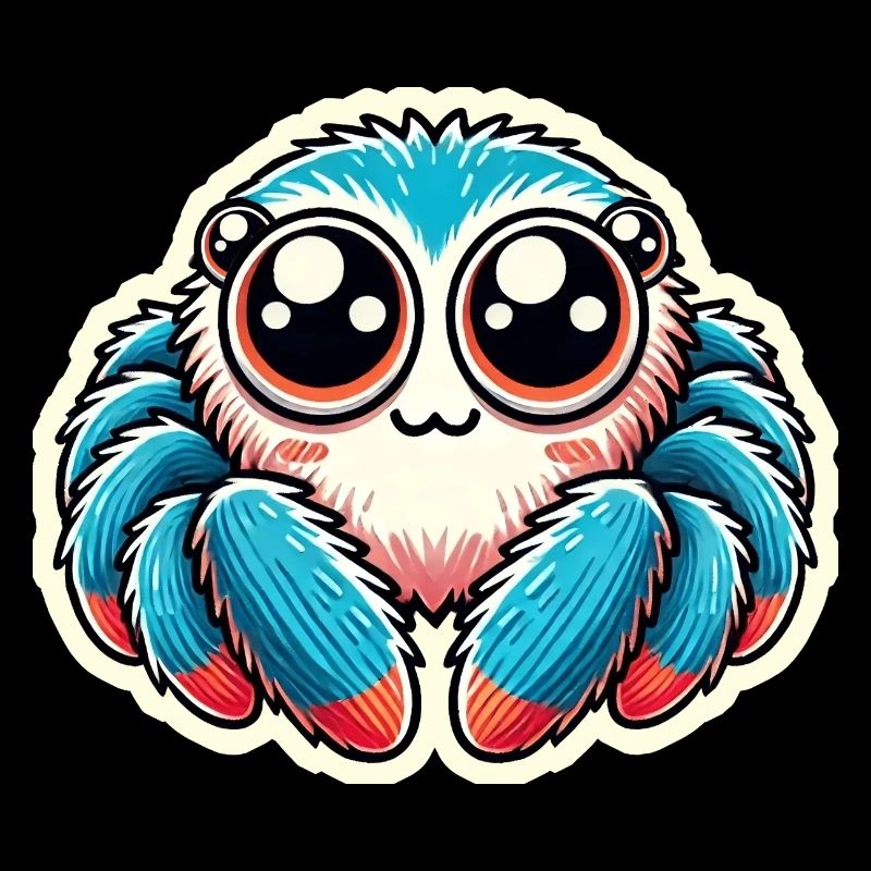 Mignon bleu rouge Jumping Spider est assis amical