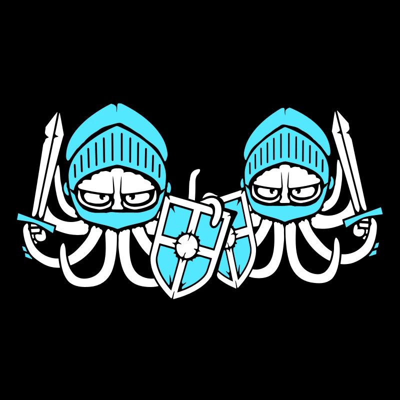 2 Oktopus Ritter Team Mittelalter Schild Schwert
