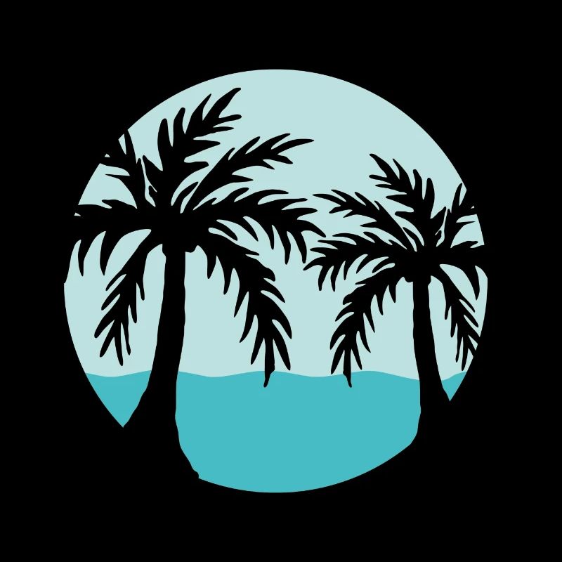 Palm trees in front of the ocean