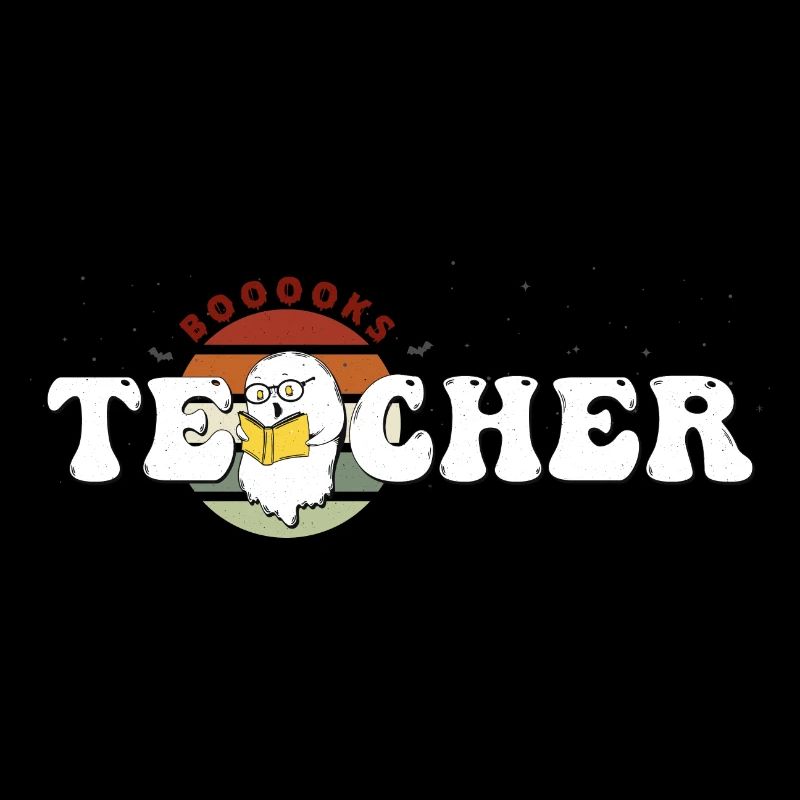 Trick or Teach Retro Floral Ghost Teacher Groovy