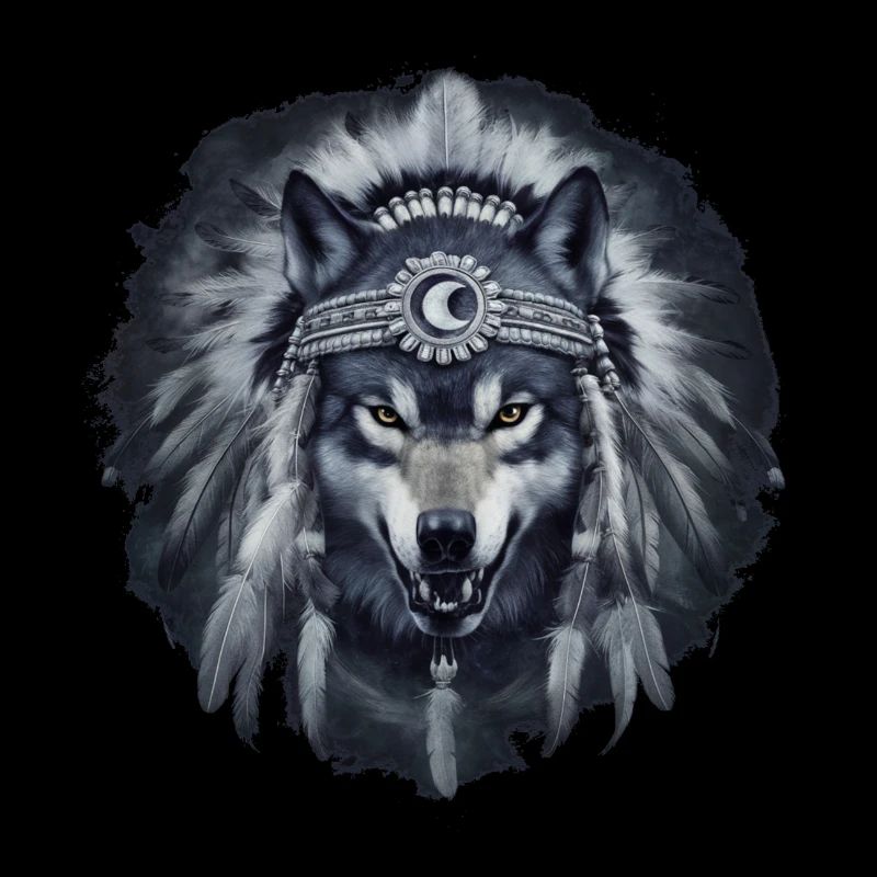 Wolf in einer indianischen Feder
