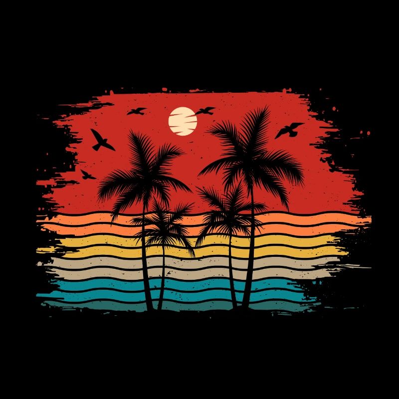 Sunset beach summer gift beach retro