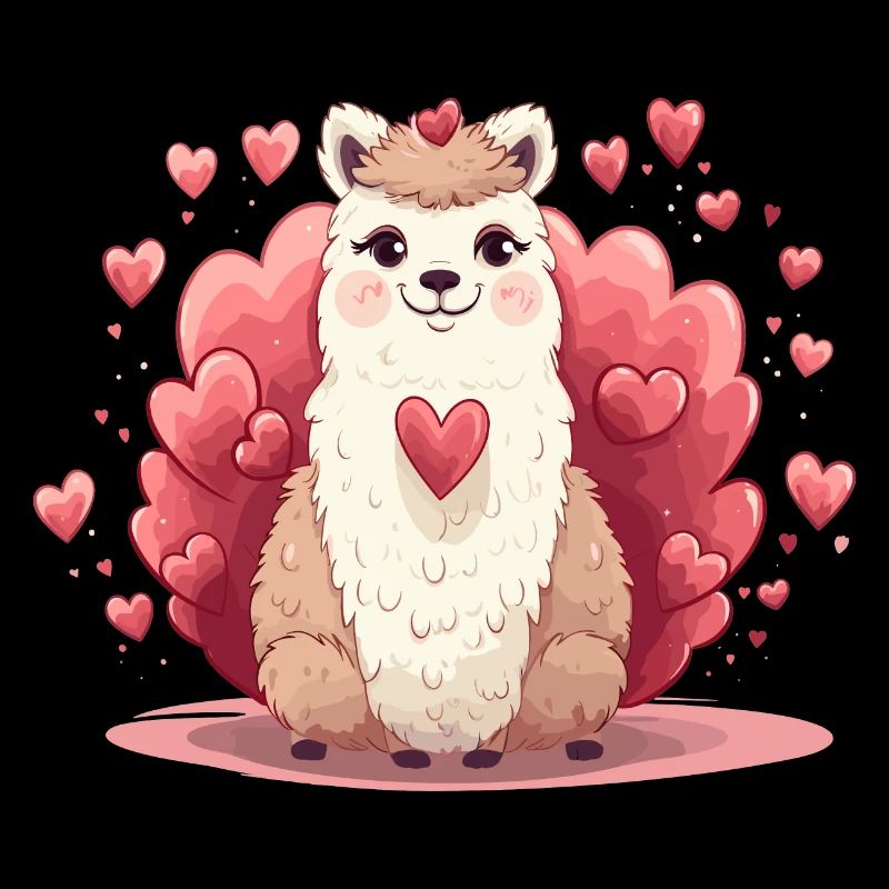 Alpaca with hearts