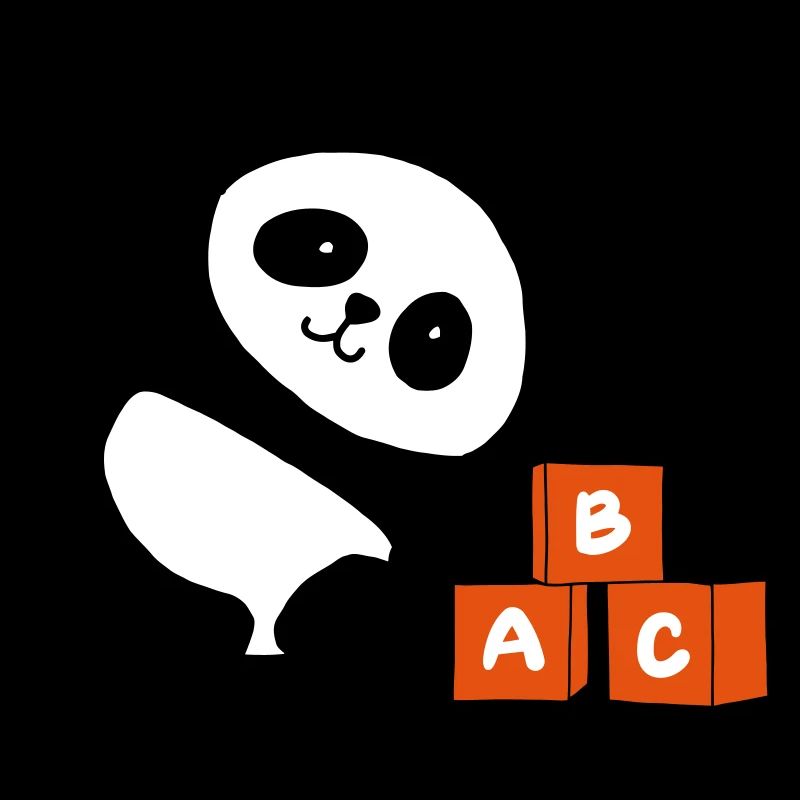 Kubischer Panda mit Buchstaben