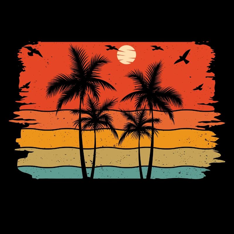 Sunset beach summer gift beach retro