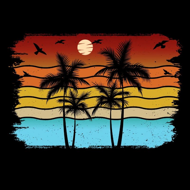 Sunset beach summer gift beach retro