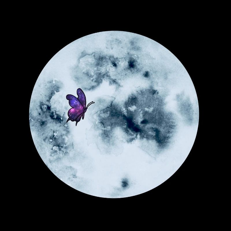 Lune avec papillon galaxie