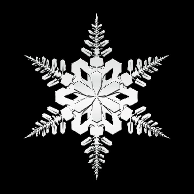 Snowflake, snowflake Silver white in 3D