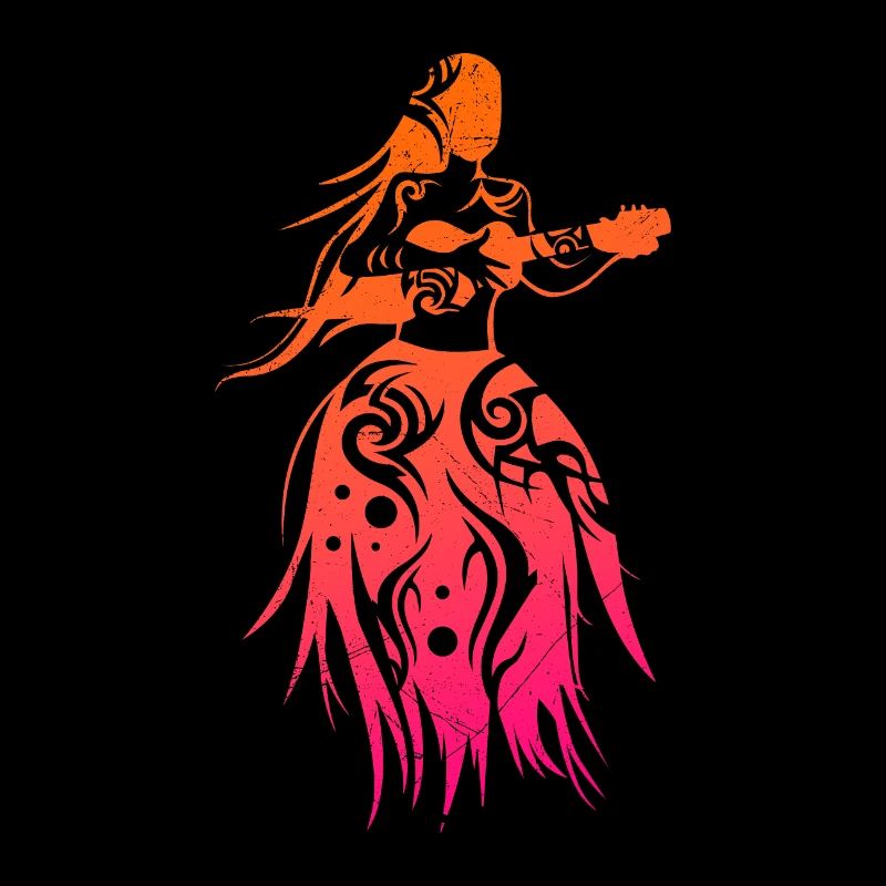 Polynesisches Mädchen spielt Ukulele Tribal Tattoo
