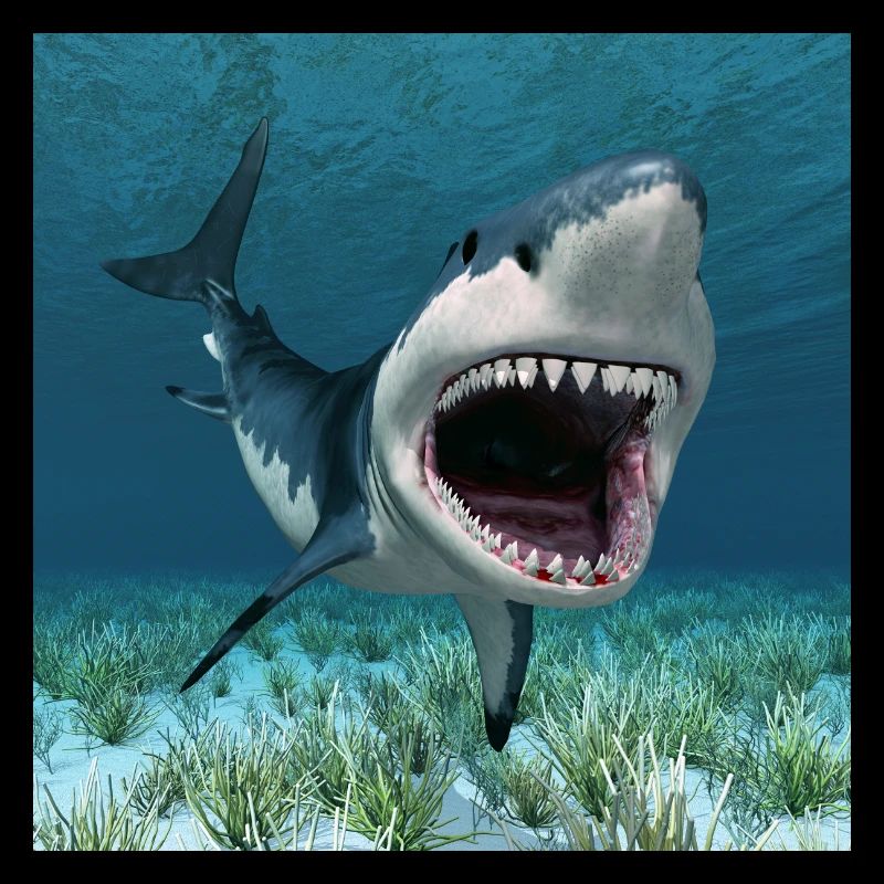 Grand requin blanc en chasse