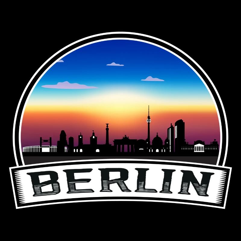 Berlin Skyline Retro Sun lettrage