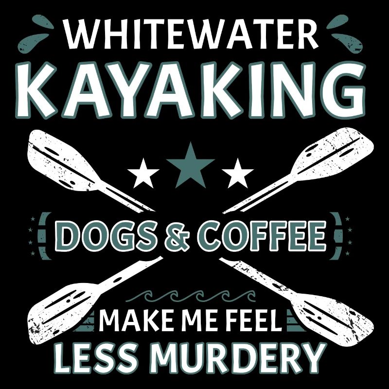 Chiens de kayak en eau vive et café
