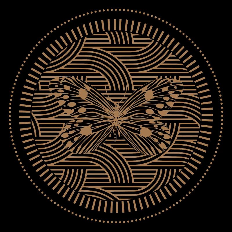 Golden butterfly with geometric patterns