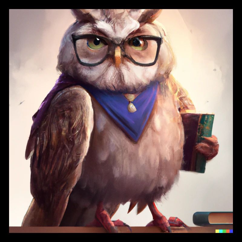 Owl comme bibliothécaire art numérique