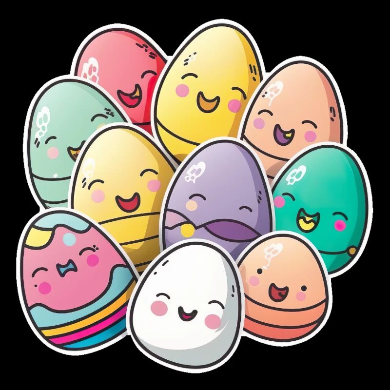 Happy Easter Eggs Easter Colorful Eggs Sticker Colors