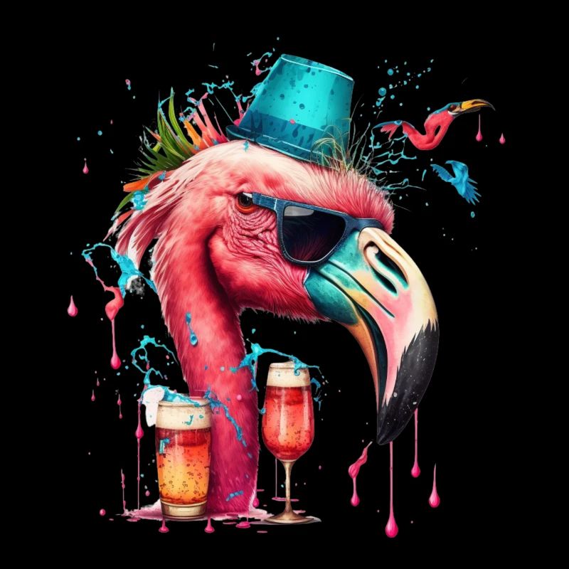 Bier Flamingo mit Party Hut