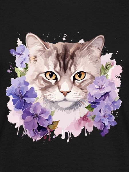 Katze mit Blumen