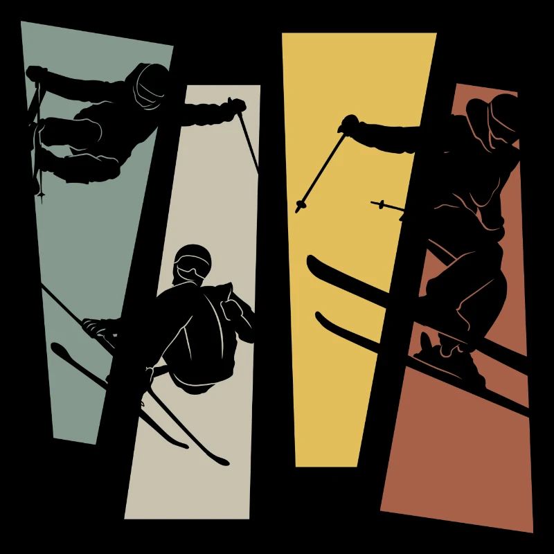 Vintage Retro Skiing