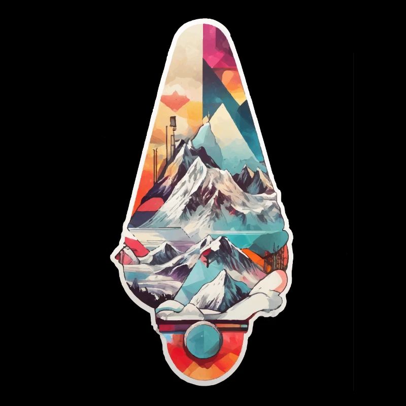 Snowboard mit Bergen und einigen geometrischen