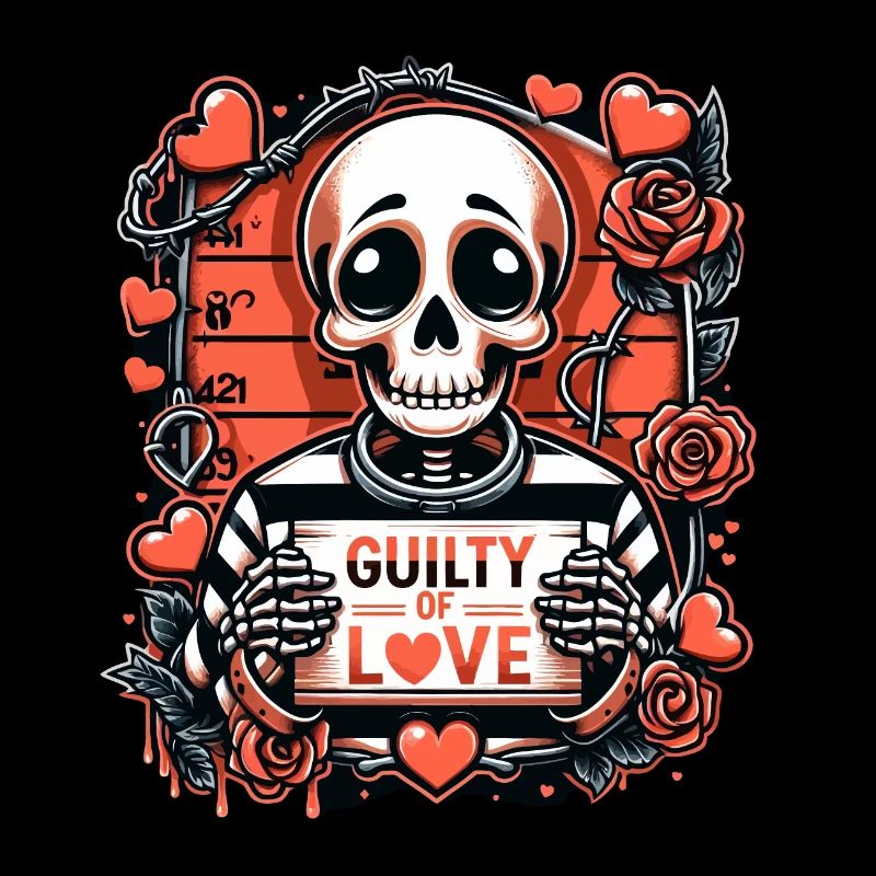 Coupable d’amour squelette mugshot Saint Valentin