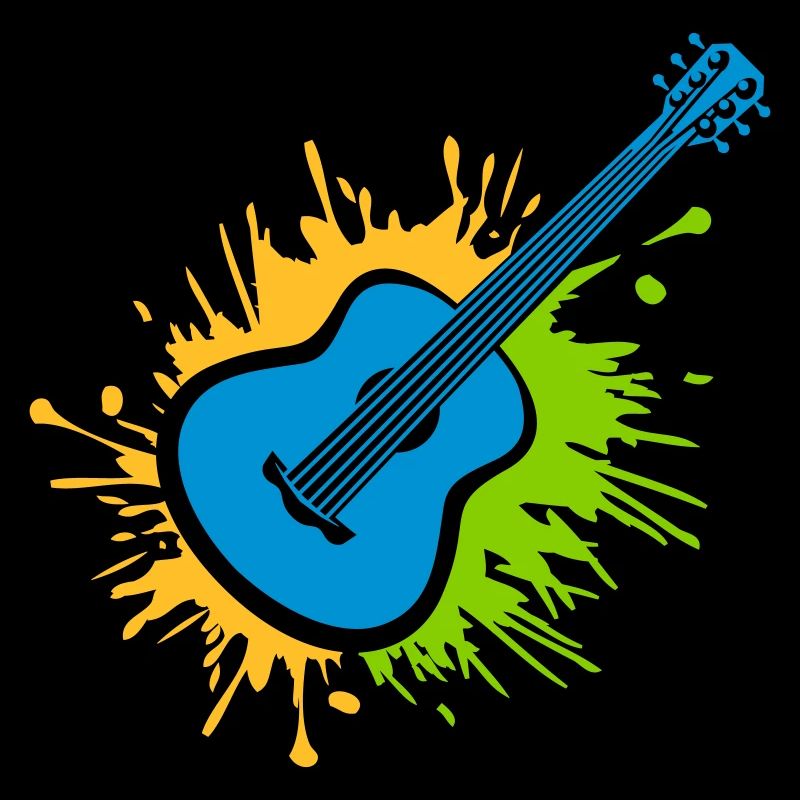 Éclaboussures colorées de gouttes de guitariste de couleur