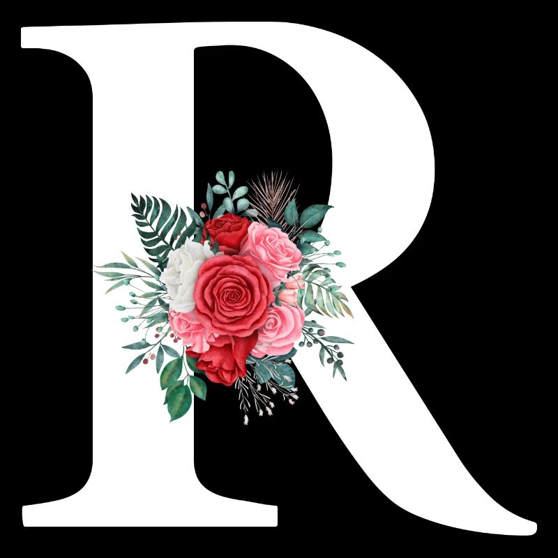 Lettre r floral rouge