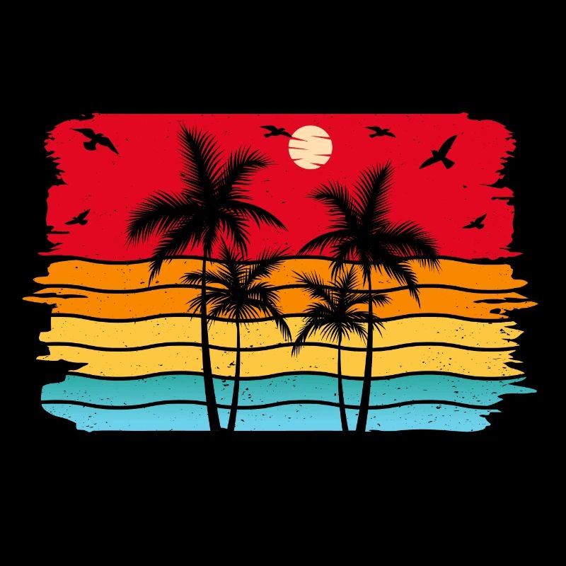 Sunset beach summer gift beach retro