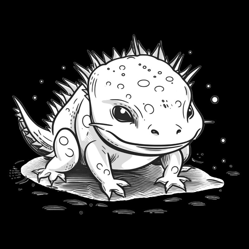 Petit axolotl mignon comme graphique en blanc