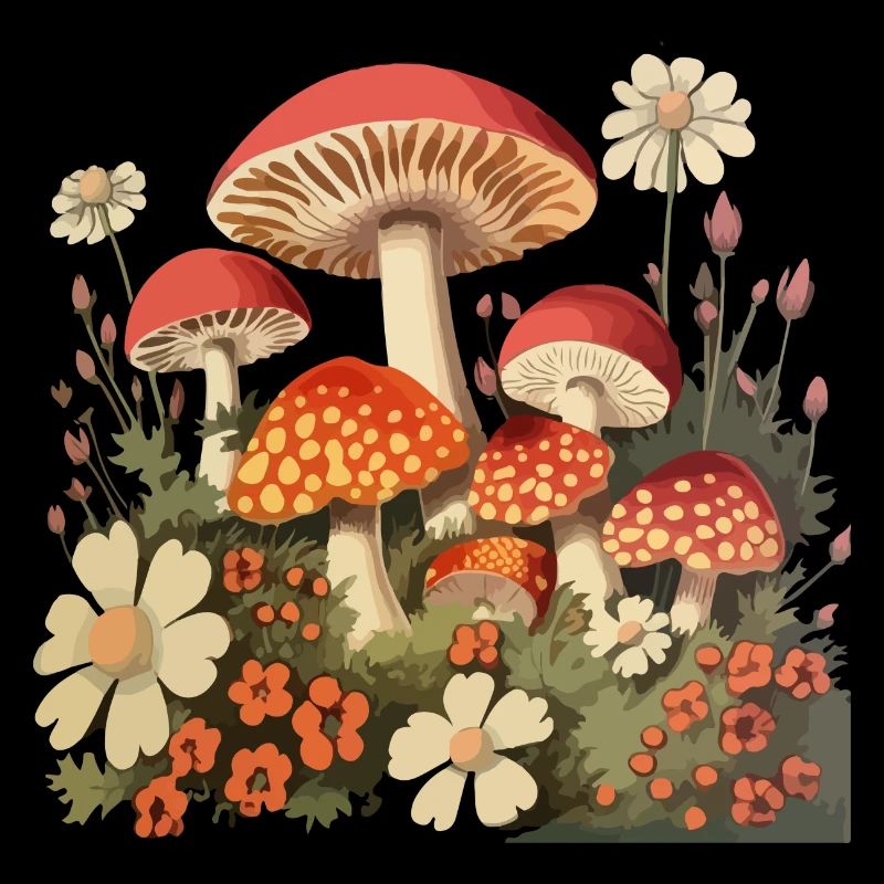 Champignons et fleurs