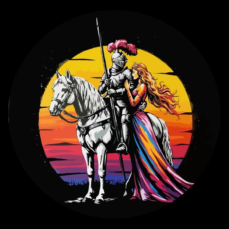 Chevalier sur le cheval blanc avec couleur princesse