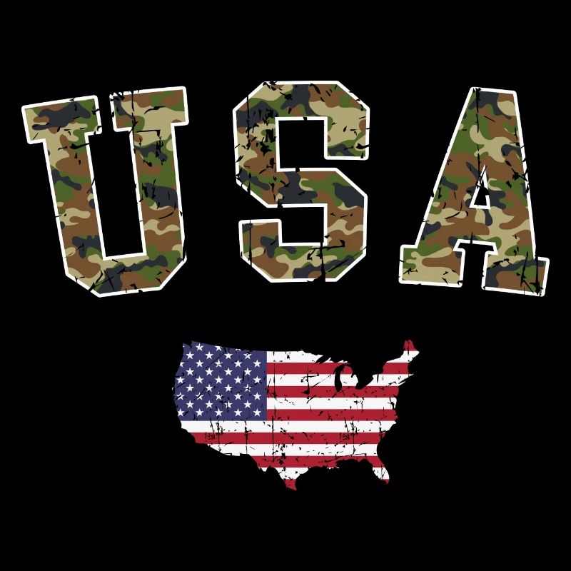 USA Map Military Pattern Flag