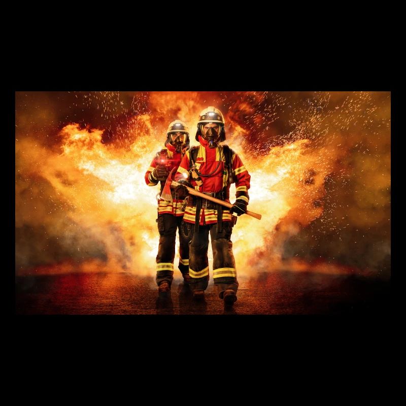 Fire brigade attack group under respiratory protection