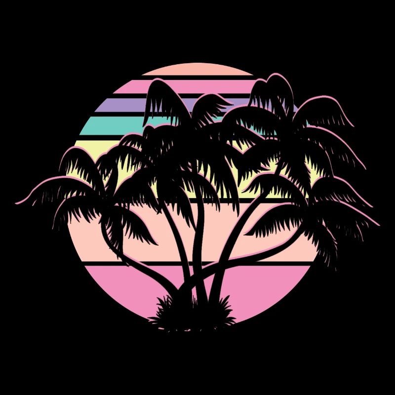 Pastel Retro Palm Tree Beach