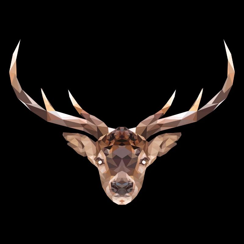 Polygon deer head with antlers