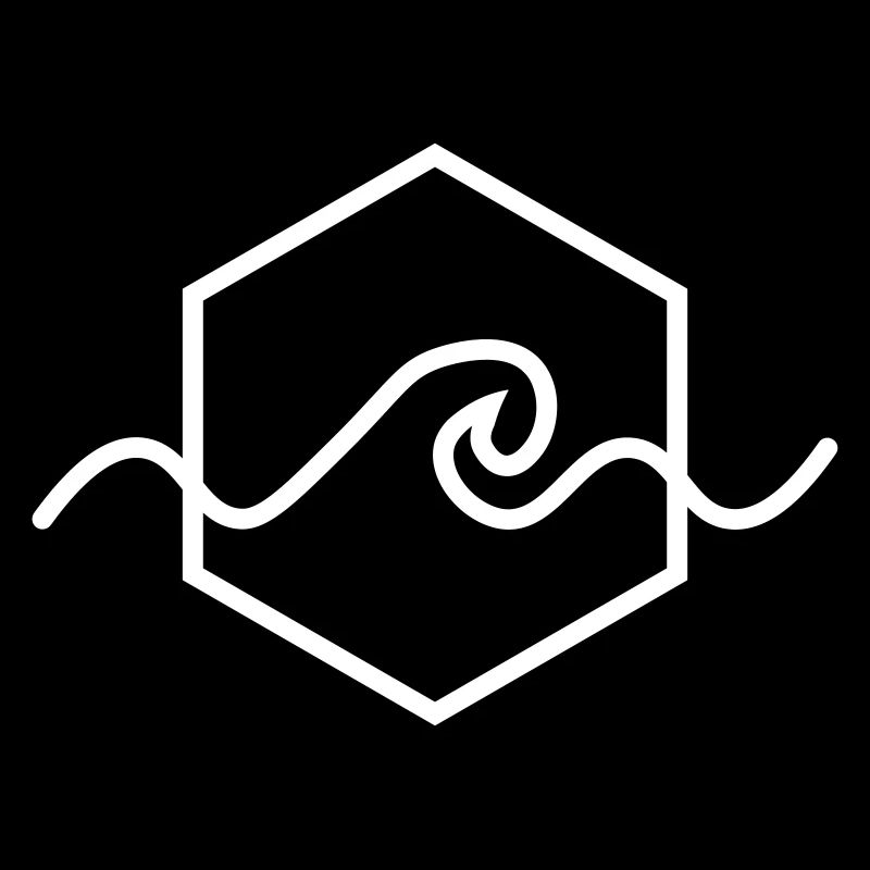 Wave in front of hexagon | Minimal | abstract