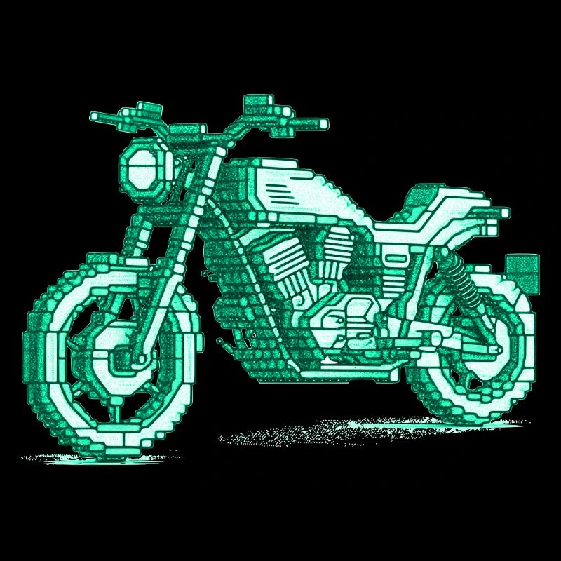Moto rétro en 8 bits dans la couleur verte