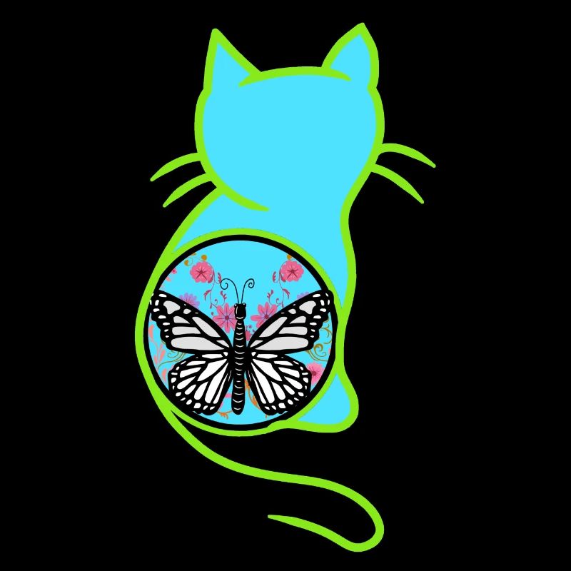 Vintage Retro Spring Cat Butterfly 80's