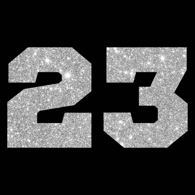 Number 23 Silver Glitter - 23rd Anniversary