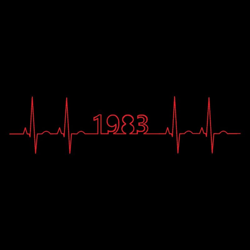 Ligne de pouls ECG année 1983 - année de naissance