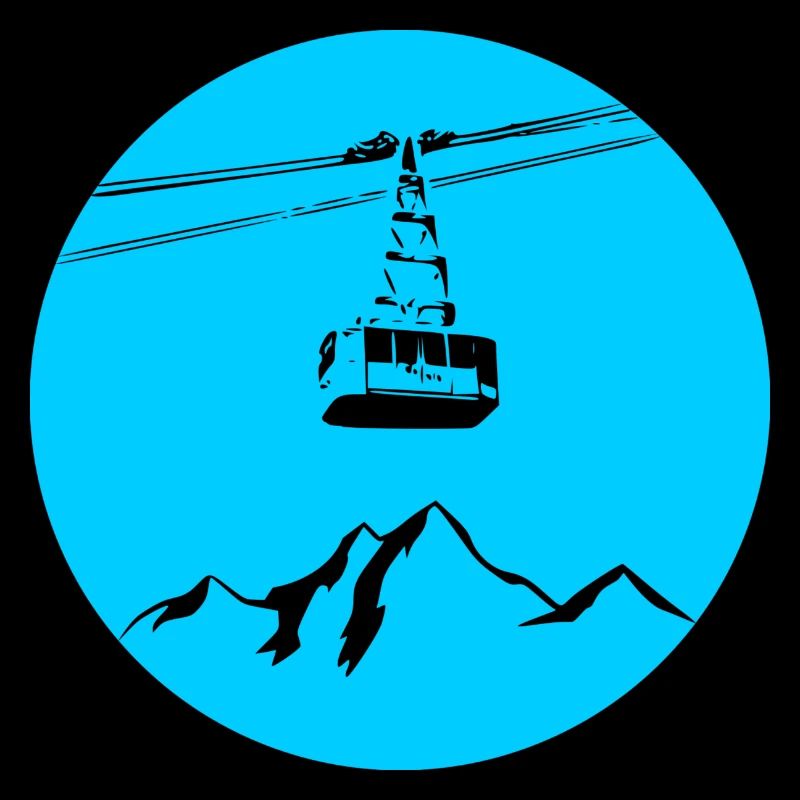 Mountain with gondola blue black