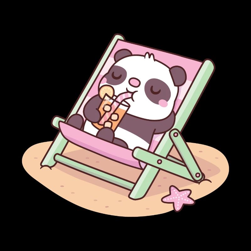 Mignon Panda Chilling On Beach Chaise