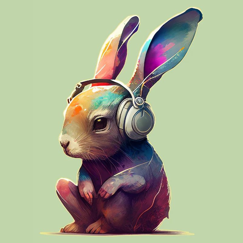 Lapin avec casque DJ
