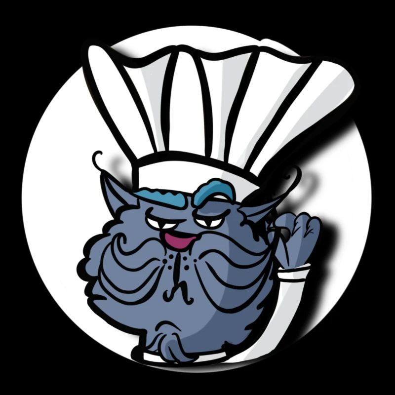 Chat bleu chef cuisinier