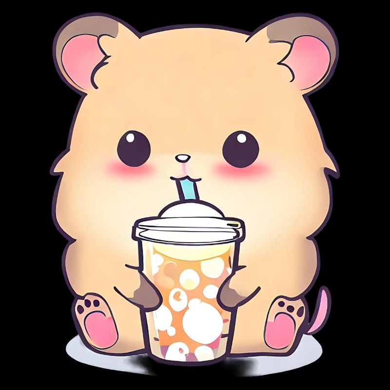 Kawaii Hamster with Bubble Tea