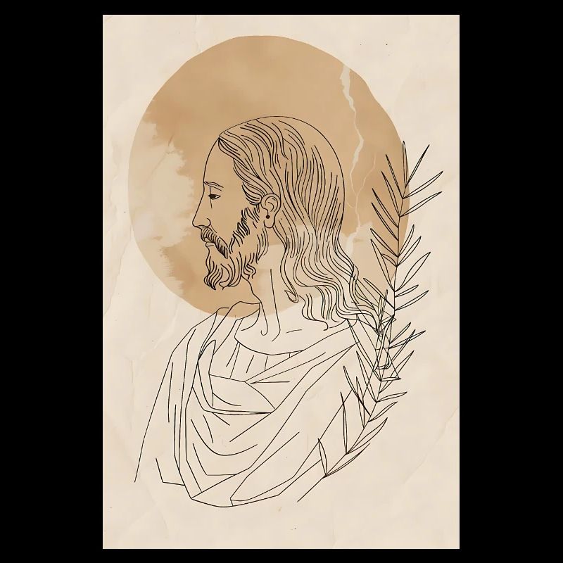 Einfacher Linien Jesus Kunstdruck, moderne
