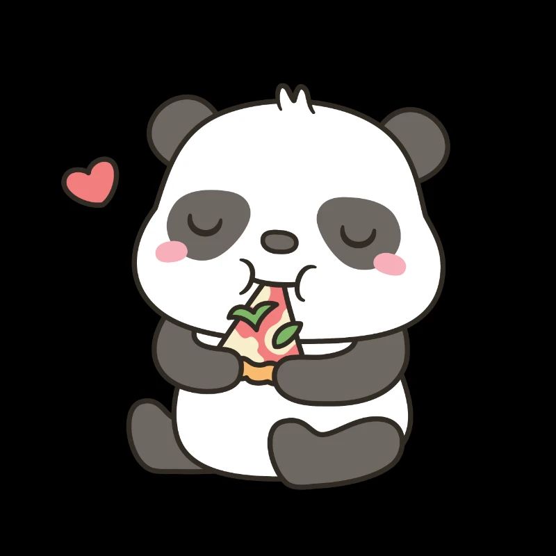 Mignon petit panda mangeant une pizza Margherita