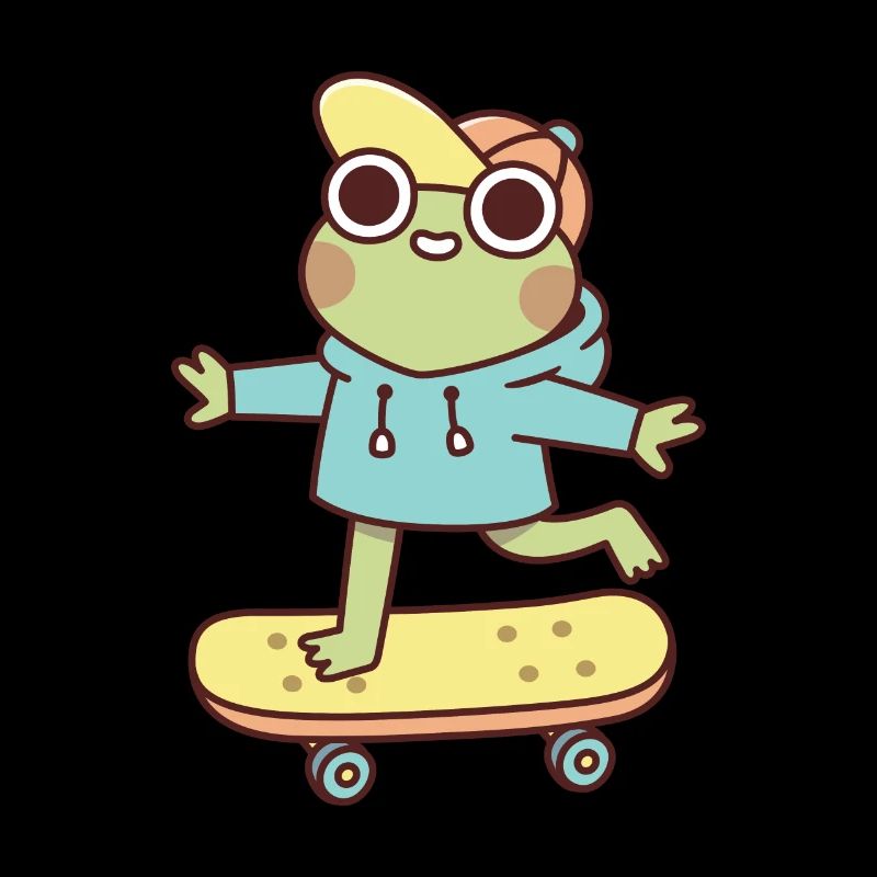 Cute Frog On Skateboard